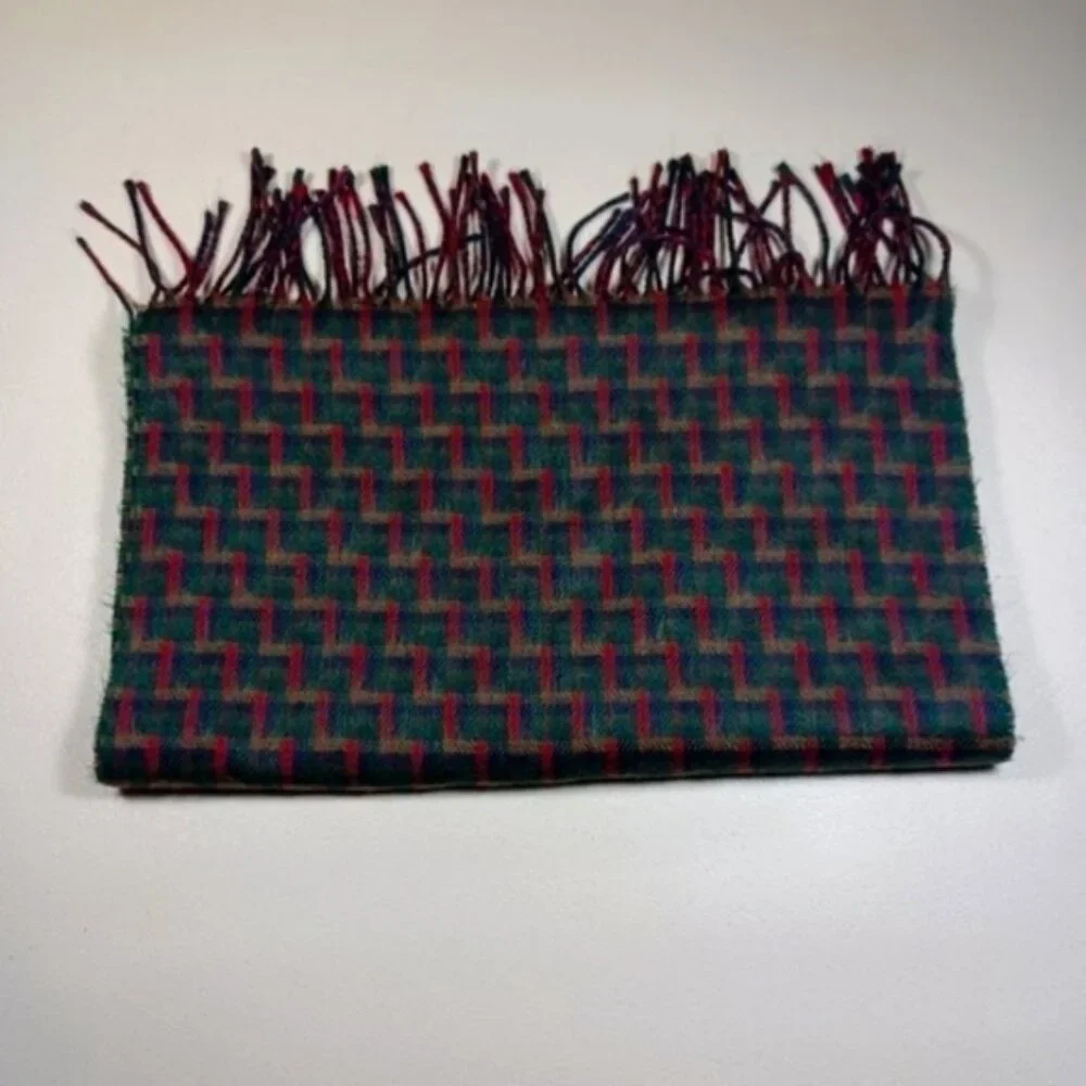 Christian Dior Monsieur womens red an green plaid Cashmaire acrylic scarf 14x68